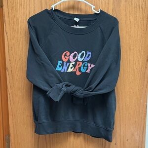 Old Navy Black Sweatshirt with Colorful 'Good Energy' Design